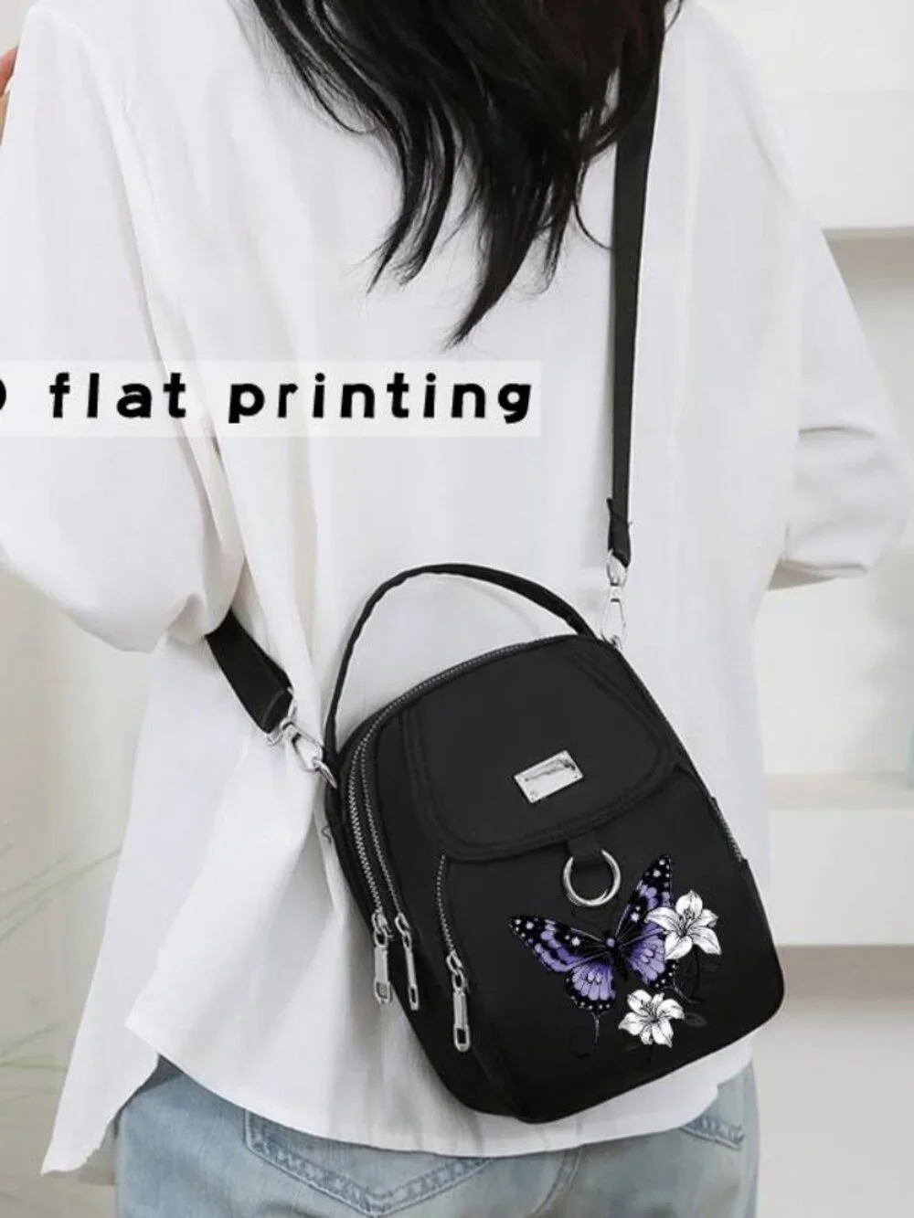 2D Flat Printing Pattern Light Commuter Messenger Bag Shoulder Bag Handbag